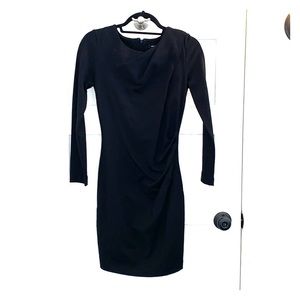 Long sleeve fitted black dress Mango USA size XXS